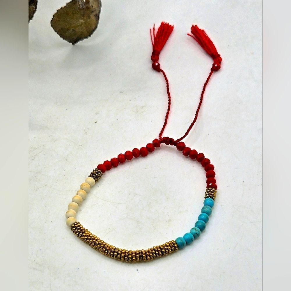 "5/$40" Boho Bali Bright Bold Multicolored Adjustable Seed Bead Bracelet